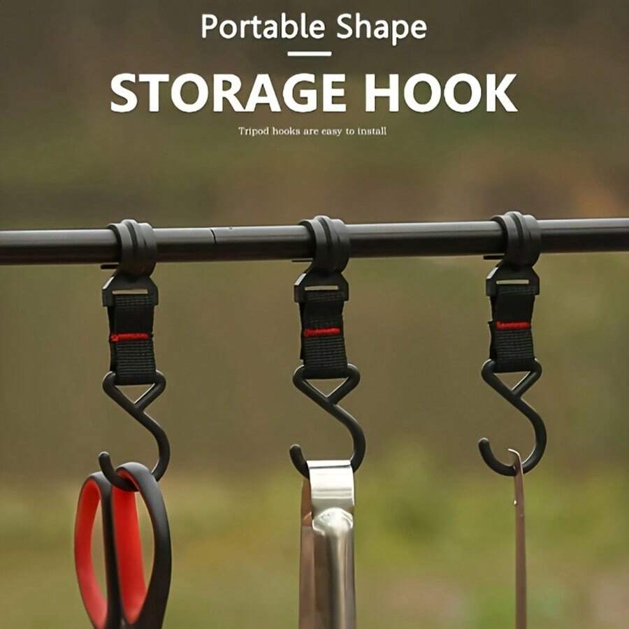 5pcs Detachable Storage Hooks, Heavy Duty Outdoor Camping Hooks - Black - View 1