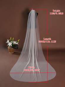1pc Minimalist White Fingertip Length Cathedral Veil, Suitable For Waltz Wedding, Beach Wedding Photography, Bachelorette Party, Comes With Hair Comb - Milky White - 62in Wide - View 7
