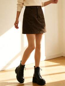 1pc Women's 80D Velvet Leggings, Fashionable Minimalist Tights - Apricot - View 1