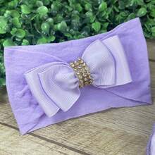 Baby Slippers And Headband Set For Newborns With Rhinestones And Assorted Bows - Lilac Purple - View 4