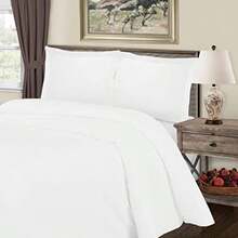 Impressions WHFQDCSL800CR Cotton Blend 800 Thread Count Soft Wrinkle Resistant Full/Queen Duvet Cover Set Solid White - Blanco - Ver 2