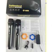 Kit Of 2 Professional Rechargeable UHF Wireless Dynamic Microphones For Karaoke - 黑色 - 查看 7