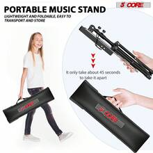 5 Core Music Stand Adjustable Desktop Book Stands Portable Sheet Holder All Metal Foldable Bookstand - Black - View 7
