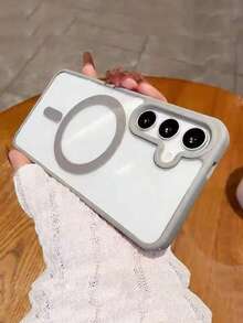 Compatible With Samsung Galaxy A56, A36, A26, A16, S25FE, A17 Phone Cases, Strong Magnetic Adsorption Ultra-Thin Anti-Fall Protective Case, S25 Ultra, S24 Ultra, S25 Ultra Transparent Hard Back Cover - Grey - View 1