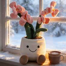 13.78inch Cute Smiling Face Potted Plant Plush Toy-Super Soft And Fluffy.Silicone Doll Full Silicone Body Plush Anime Figure Stuffed Animal Teddy Bear Plushies Office Desk Accessories Room Decor Halloween Squishy - Multicolor - View 5