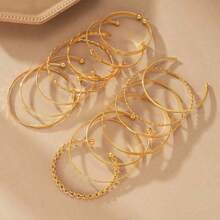 10pcs/Set Minimalist Floral & Geometric Metal Bangle Bracelets, Ladies Jewelry Accessories Daily Wear (Assorted Styles) - 金子 - 查看 5