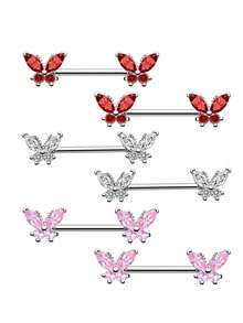 2个铜锆蝴蝶形乳环，适合日常佩戴 - 蝴蝶型乳環 - 查看 1