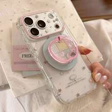 Ốp điện thoại từ tính trong suốt GUCADI với họa tiết ngôi sao nhiều màu sắc + vải hồng, chân đế từ tính di động, tương thích với iPhone 17 Pro Max, 16 inch, chất lượng cao, trong suốt, chân đế từ tính phù hợp với 15 inch, phong cách ngọt ngào, nữ tính, sáng tạo, hình học, tối giản, tươi mới, độc đáo, phong cách . - Trong sáng - Xem 4