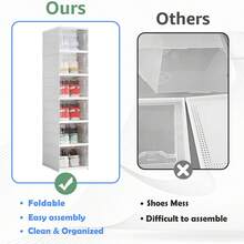Juego de Cajas de Almacenamiento de Zapatos Apilables de 6 Niveles con Acceso Fácil por Delante | Zapatero Plegable de Plástico Transparente, A Prueba de Polvo | Ideal para Armario, Entrada, Dormitorio y Hogar - Blanco - Ver 3