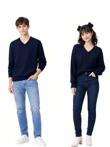 Unisex Youth Knit Sweater, Casual, Comfortable, Stylish Basic Fashion, Boys And Girls, Versatile Everyday Look, Autumn/Winter Fashion, Premium Comfort, Perfect Fit, Teen Clothing, Blogger Style, Streetwear - 彩色 - 查看 3