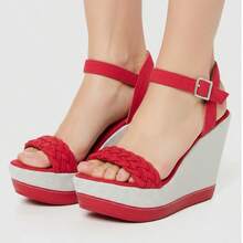 Wedge Sandal High Heel 11cm Blogger With Platform And Comfortable - Red - View 5