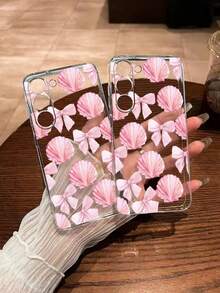1 chiếc ốp lưng điện thoại trong suốt đục lỗ hình nơ, dày dặn, chống sốc, được sơn phủ, tương thích với iPhone / Galaxy / - Nhiều màu - Xem 2