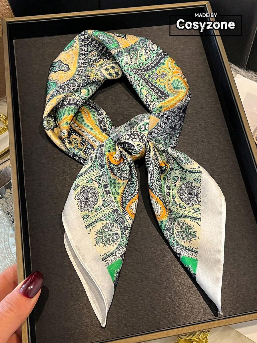 1 chiếc khăn bandana in họa tiết Paisley, dài 70cm, chất liệu giả lụa, đa năng dùng làm khăn quàng cổ, khăn trùm đầu, phụ kiện trang trí cho nam giới, thích hợp cho kỳ nghỉ, du lịch. - trắng - Xem 1