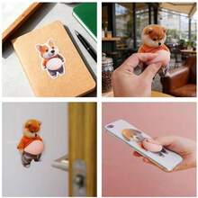 3D Cute Corgi Sticker Set - Orange Outfit Design, High-Quality Self-Adhesive Silicone Stickers - Fun Gift For Dog Lover Friends - 彩色 - 查看 3