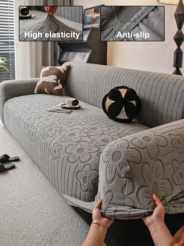 1pc 3D Sofa Cover Elastic Multifunctional Full Wrap Sofa Slipcover, Geometric Pattern Design, Suitable For Spring/Summer/Autumn/Winter, Sofa Protection & Decor, High Stretch One-Piece Sofa Cover, Includes 1 Pillow Case As Gift