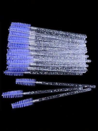 100pcs/Pack Disposable Mascara Wands, Eyelash Brushes, Crystal Eyebrow Brushes (For Eyelash Extensions) (Purple)
