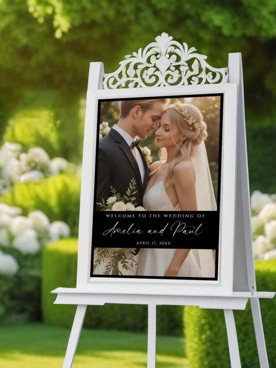 Elegant Wedding Welcome Sign Template, Wedding Welcome Sign, Wedding Photo Collage, Modern Welcome Sign, Printable Wedding Reception Poster - Multicolor - View 1