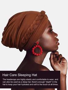 2pcs Women's Bohemian Handmade Braided Headband Scarf Hats, Suitable For Daily Use - Black/Navy - View 4