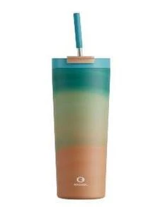 24盎司保温杯，带盖和吸管，100%防漏旅行咖啡杯，不锈钢保温杯，保冷24小时，保温8小时，适用于车载杯架 - 彩色 - 查看 9
