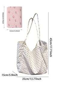 Grand sac à main femme à pois, sac à épaule réutilisable léger et à la mode, sac fourre-tout en canevas minimaliste pour l'esthétique, les déplacements quotidiens, l'école, les voyages, les courses, la plage, les sorties décontracté. Convient pour la fête des mères, les anniversaires, Noël, les vacances. - Multicolore - Voir 12