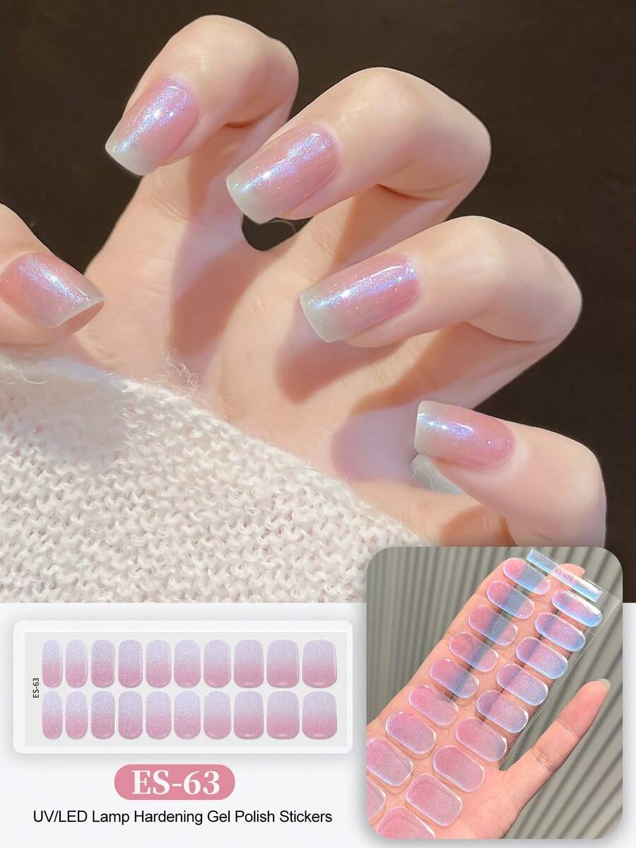 20 miếng dán móng tay gel bán khô, chất lượng salon, bền lâu, dễ dán và gỡ bỏ, cần đèn UV để làm khô.