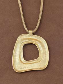 1 Piece Of Fashionable Asymmetrical Hollow Square Pendant Rope Chain For Women's Daily Wear With Extension Chain - 開放廣場 - 查看 2