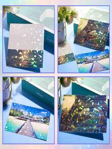 Y&D 10张A4全息贴纸，透明乙烯基自粘防水膜，带水钻彩虹星图案 - 多色 - 查看 5