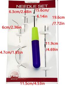 Set de 5 piezas de herramientas para hacer pelucas, agujas de coser, ganchos de crochet de 1.9mm y 5mm con mango de plástico rosa y azul, accesorios para pelucas para peluquería, salón de belleza, viaje esencial, productos para el cabello, decoración del hogar, kit de herramientas para el cabello, verano, vacaciones - Azul - Ver 1