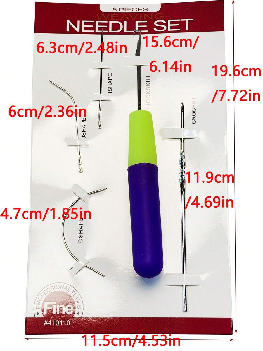 Set de 5 piezas de herramientas para hacer pelucas, agujas de coser, ganchos de crochet de 1.9mm y 5mm con mango de plástico rosa y azul, accesorios para pelucas para peluquería, salón de belleza, viaje esencial, productos para el cabello, decoración del hogar, kit de herramientas para el cabello, verano, vacaciones - Azul - Ver 1