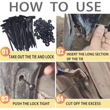 200 Pcs Multi-Purpose Cable Tie Clip Retaining Pegs, Durable Nylon Cable Tie Buckle Clip - Self-Locking Zipper Retainer With Needle & Button Design For Auto Repair, Wire Management & Home Multi-Tool, Cable Ties - one-size - View 5