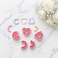 Boho Hoop Polymer Clay Cutters Scalloped Heart Triangle Crescent Sunflower Earring Tools Shapes - Pink - View 1