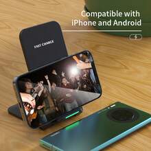 Solid Black Minimalist Solid Color Wireless Charger 1pc 15W (Max Power) Foldable Wireless Charger, Can Be Used As Both Wireless Charging Pad And Stand, Ideal For Charging While Watching Videos. Ultra-Thin Design, Compatible With IPhone 17, 16, 15, 14, 13, 12, 11 And Pro Max Series, As Well As Galaxy S23, S22, S21, S20 And Note Series. Suitable For Charging Phones In Office, Dorm Or Home Spring Gift Birthday Anniversary. - Multicolor - View 11
