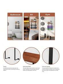 Towel Rack Wall Mounted, Bathroom Towel Storage, Wall Towel Holder, Bathroom Organizer, Shower Organizer Rack, Bath Towel Racks For Bathroom Towel Storage Rack With Shelve For Rolled Towel Organizer, Wall Mounted Bathroom Shelves Over Toilet For Bathroom, Kitchen, Bedroom, Living Room, Home Decor, Bathroom Decor And Accessories, Bathroom Organizer, Shower Accessories, Minimalist Design Storage Organizer For Large Towels, Small Towels, Hand Towels, Halloween/Christmas Gifts, Back-To-School Season - Multicolor - View 12