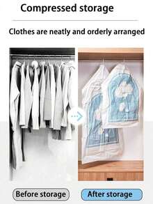 3pcs/Set Vacuum Compression Storage Bags, Hanging Vacuum Seal Bags For Clothes, Bedding, Dust-Proof, Moisture-Proof, Foldable Vacuum Compression Bags For Suits, Jackets, Down Jackets, Coats, Space Saving, Transparent Vacuum Seal Hanging Design, Wardrobe Organizer, Travel Closet, Essential Storage Tool - View 8