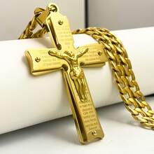 Dây chuyền thánh giá Cơ đốc giáo cho nam và nữ, thép không gỉ, mạ vàng, dây chuyền Kinh Thánh dành cho nam, quà tặng trang sức cầu nguyện và lễ rửa tội. - vòng cổ - Xem 9