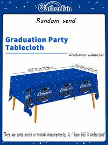 5 piezas Conjunto de decoraciones de graduación 2026, que incluye mantel de ceremonia de graduación, clips transparentes para mantel y mantel con tema azul. Estos manteles desechables azules rectangulares son perfectos para la decoración de la ceremonia de graduación 2026, suministros para fiestas de graduación y reuniones de graduación. - Mantel de graduación GRAD - Azul - Ver 4