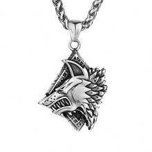 Vintage And Stylish Wolf Head Pendant European And American Style Men's Creative Stainless Steel Necklace Accessory - 銀色 - 查看 3