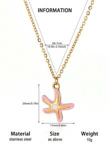 1 Mặt dây chuyền hình sao biển tráng men tinh tế dành cho nữ, dây chuyền thép không gỉ mạ vàng 18K, trang sức đi biển mùa hè để đeo hàng ngày, phụ kiện thời trang mùa hè Y2K dễ thương cho các cô gái trẻ, quà tặng dự tiệc ngày lễ. - sao biển - Xem 16