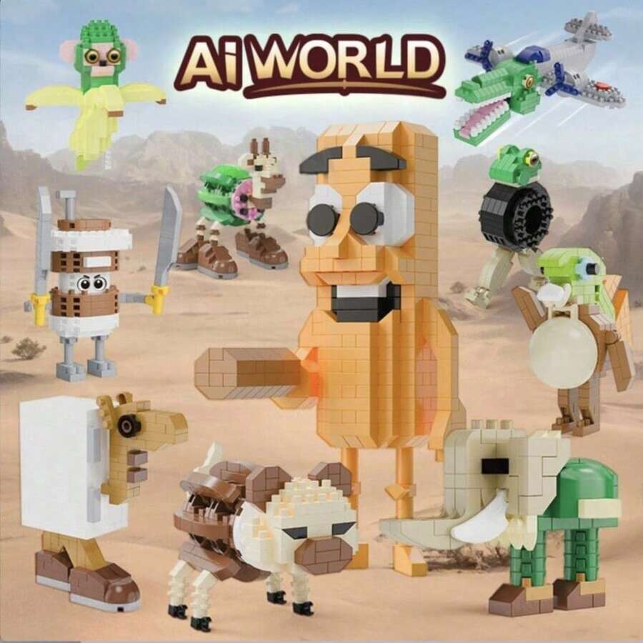 Tung Tung Sahur Character Building Blocks Toy, Tralalero Tralala, LiriLi Larrla, Boneca Ambalam Character Building Blocks Toy, Party Gift - Multicolor - View 1