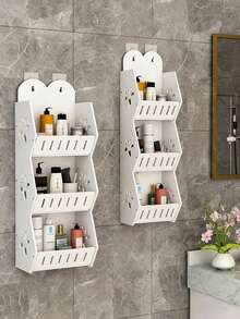 1 chiếc kệ treo tường 3 tầng màu trắng có móc, chất liệu PVC, kệ đựng đồ đa năng treo tường phòng tắm, kệ chống ẩm treo tường, kệ đựng đồ dùng phòng tắm dung tích lớn, kệ phòng tắm, kệ nhiều tầng không cần khoan; thích hợp cho không gian hẹp để mở rộng không gian lưu trữ, dùng để đựng đồ dùng vệ sinh cá nhân, mỹ phẩm và bàn chải đánh răng, thích hợp cho phòng ngủ, phòng khách, nhà bếp, phòng tắm, trang trí tường, kệ treo tường. - trắng - Xem 11