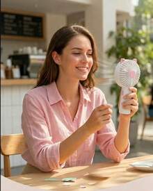 DOSYU Mini Ventilador Portátil ortátil para verano y uso en exteriores (baterías no incluidas), selecciones de primavera y verano, regalos para damas de honor, decoración de habitación, dormitorio, playa, viaje, para hombres, para mujeres, vacaciones, cosas lindas, regalo del Día de la Madre, decoración de jardín, cocina, verano, playa, artículos esenciales de viaje, decoración de habitación, suave, graduación - Blanco - Ver 2