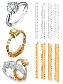 Bộ 4/8/12 dụng cụ điều chỉnh kích cỡ nhẫn, dụng cụ chỉnh kích cỡ nhẫn lò xo cho nhẫn bị rộng, dụng cụ siết chặt không lộ viền, phù hợp với hầu hết mọi loại nhẫn, giúp thu nhỏ kích thước nhẫn mà không cần chỉnh lại kích thước đối với nhẫn có bản dày. - Bộ điều chỉnh nhẫn - Xem 12
