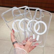 1 Transparent Acrylic Simple Magnetic Phone Case New For IPhone 17promax/17pro/17air /16/15/14/13/12/11Phone Protective Case - Clear - View 3