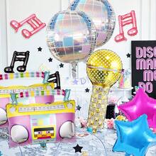 Set de 11 globos para fiesta musical, globo de micrófono dorado, globo de radio, globo de nota musical, accesorios de decoración para actuación musical, regalos para fiesta de los 80s y 90s, props para fotos, decoraciones para fiesta de cumpleaños de hip hop y discoteca, decoraciones para fiesta con tema de concierto musical, escenario de cosplay, decoración de cumpleaños, suministros para fiestas - Multicolor - Ver 3