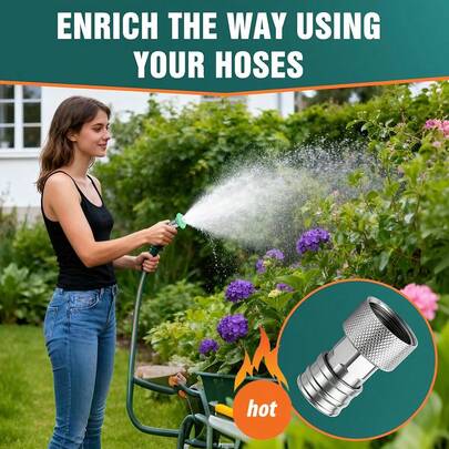 1PCS Garden Hose To Pressure Washer Adapter, 3/4" GHT To 1/4" Quick Connect, Hose To Power Washer Connector For Car Wash,  Water Spray Attachment, Stainless Steel