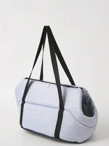 1pc Fashionable Solid Color Pet Carrier Bag, Shoulder Strap Portable Pet Tote - For Daily Outings And Travel - Light Grey - View 10