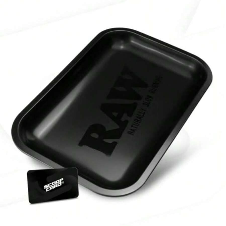 Matte Black 'd Cigarette Rolling Tray Size - Small Elegant And Sleek Black On Black Finish With Smooth Rounded Edges - Đen - Xem 1