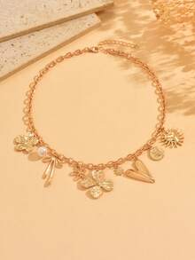 1pc Creative Metal Necklace For Women, Fashion Versatile Multi-Pendant Personalized Choker Suitable For Daily Wear, Dates And Parties. Handmade Chain Length Can Be Customized, Random Number Of Chain Links - Multicolor 2 - View 3
