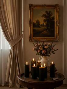 5 piezas Velas sin llama, Velas electrónicas LED alimentadas por batería con control remoto y función de temporizador, adecuadas para bodas, cumpleaños, Halloween, Navidad, decoración gótica (Negro) - negro - Ver 4