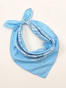 1件装时尚佩斯利印花多功能大号围巾/头巾，波西米亚风格，适合所有季节 - 天藍 - 查看 2